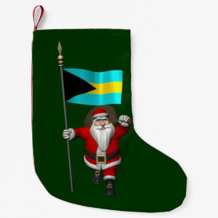 Santa Claus With Ensign Of The Bahamas Small Christmas Stocking