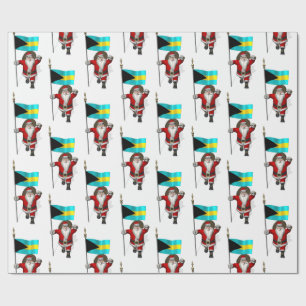 Santa Claus With Ensign Of The Bahamas Wrapping Paper