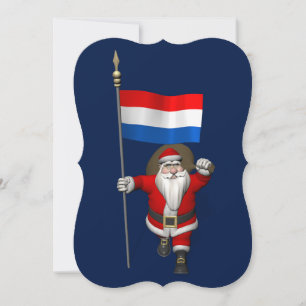 Santa Claus With Ensign Of The Netherlands Holiday Card