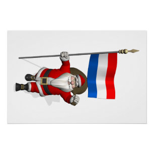 Santa Claus With Ensign Of The Netherlands Poster
