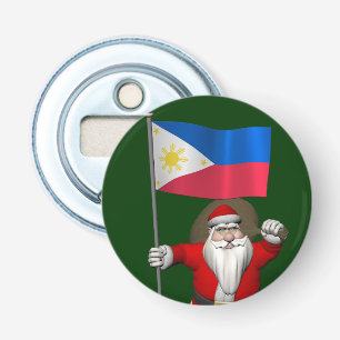 Santa Claus With Ensign Of The Philippines Bottle Opener