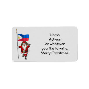 Santa Claus With Ensign Of The Philippines Label