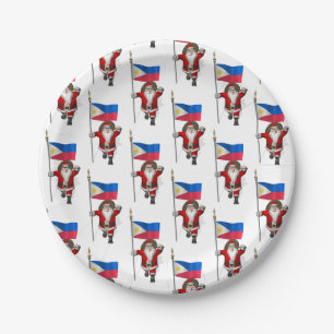Santa Claus With Ensign Of The Philippines Paper Plate