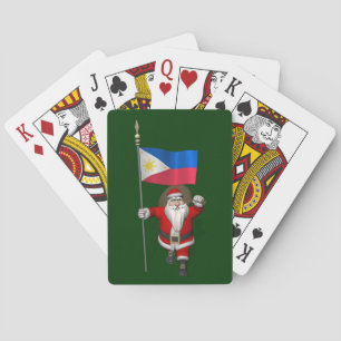 Santa Claus With Ensign Of The Philippines Playing Cards