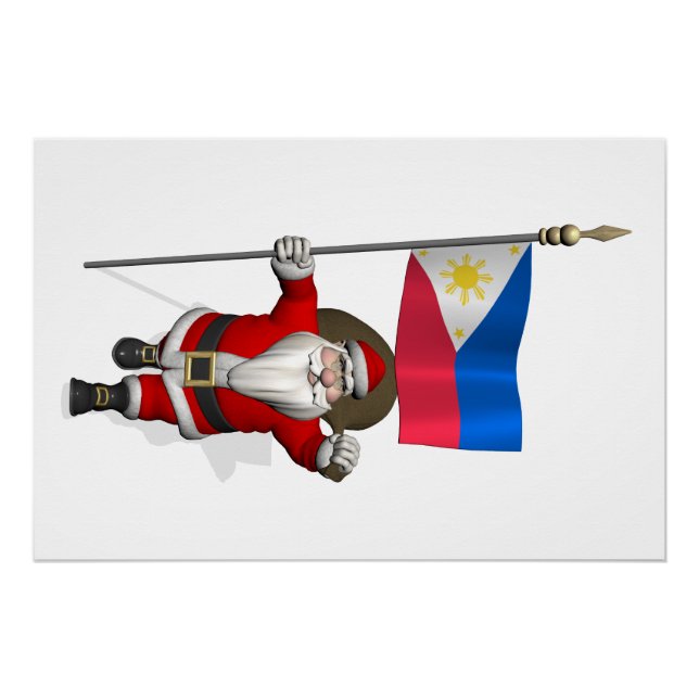 Santa Claus With Ensign Of The Philippines Poster (Front)