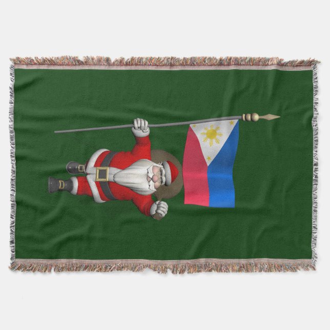 Santa Claus With Ensign Of The Philippines Throw Blanket (Front)