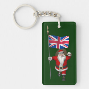 Santa Claus With Ensign Of The UK Key Ring