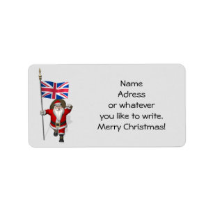 Santa Claus With Ensign Of The UK Label