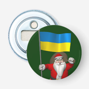 Santa Claus With Ensign Of The Ukraine Bottle Opener