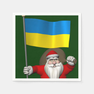 Santa Claus With Ensign Of The Ukraine Napkin
