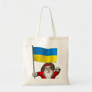 Santa Claus With Ensign Of The Ukraine Tote Bag