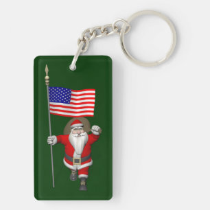 Santa Claus With Ensign Of The USA Key Ring