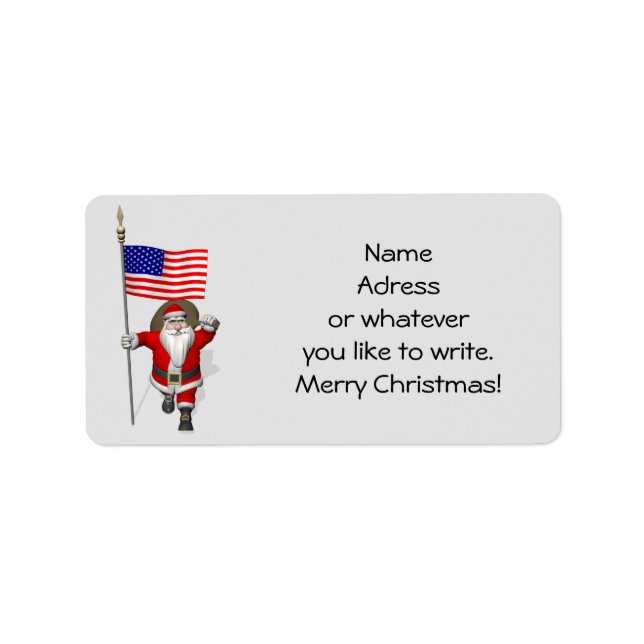 Santa Claus With Ensign Of The USA Label (Front)