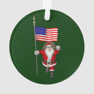Santa Claus With Ensign Of The USA Ornament