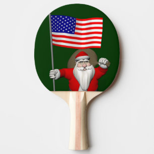 Santa Claus With Ensign Of The USA Ping Pong Paddle