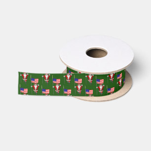 Santa Claus With Ensign Of The USA Satin Ribbon