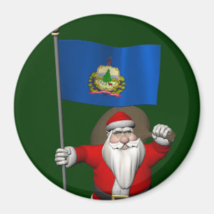 Santa Claus With Ensign Of Vermont Magnet