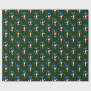 Santa Claus With Ensign Of Vermont Wrapping Paper