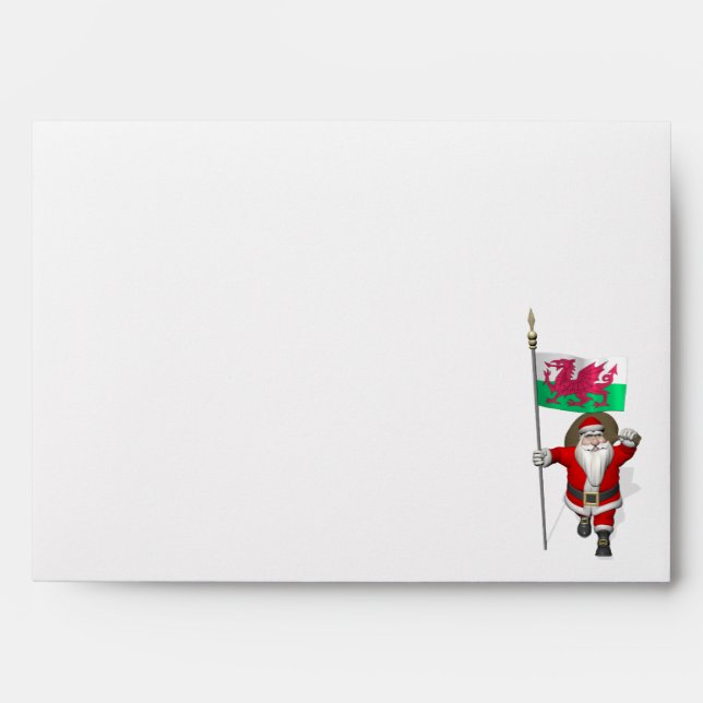 Santa Claus With Ensign Of Wales Envelope (Front)