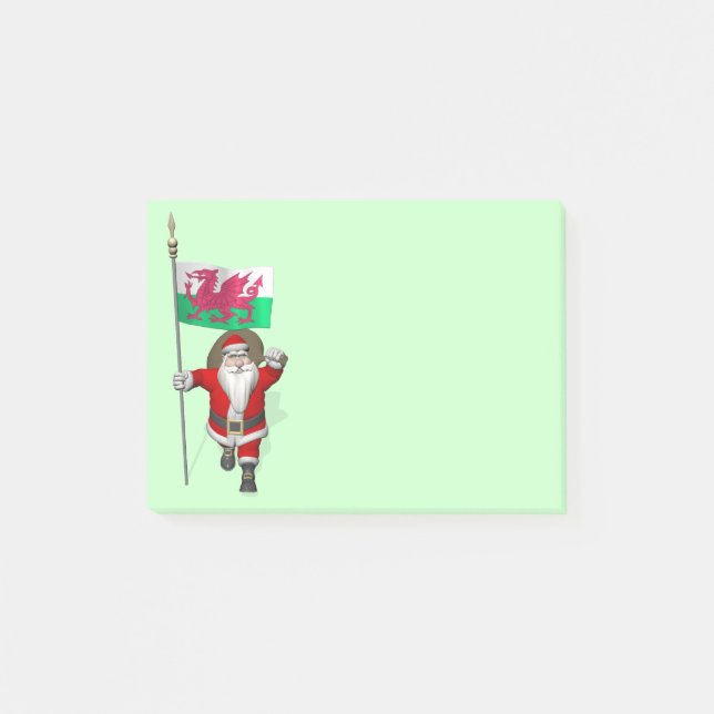 Santa Claus With Ensign Of Wales Post-it Notes (Front)
