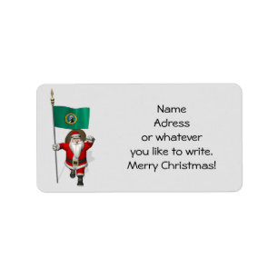 Santa Claus With Ensign Of Washington Label