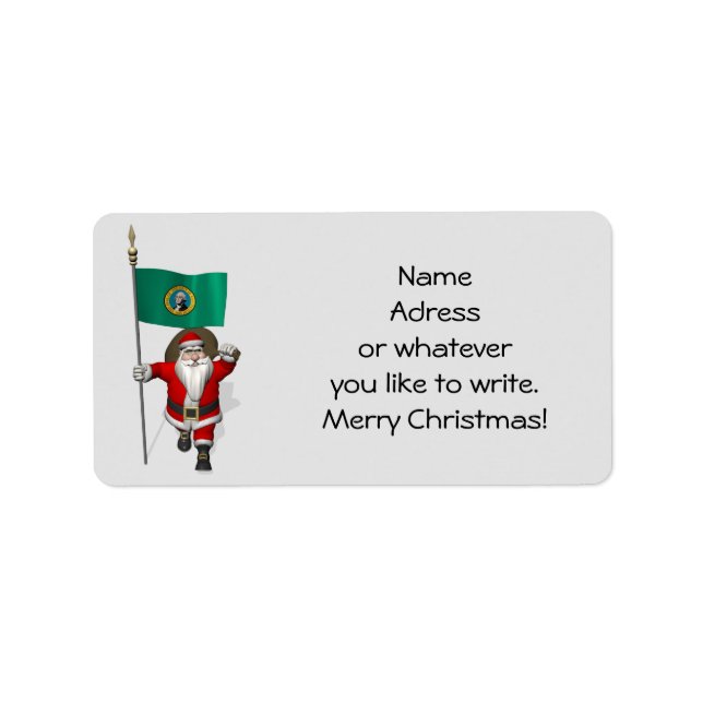 Santa Claus With Ensign Of  Washington Label (Front)