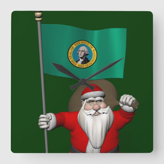 Santa Claus With Ensign Of  Washington Square Wall Clock (Front)