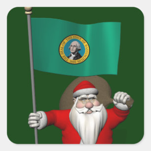 Santa Claus With Ensign Of Washington Sticker