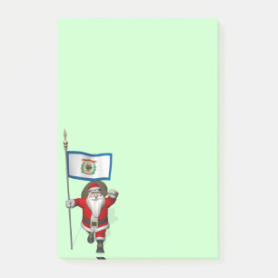 Santa Claus With Ensign Of West Virginia Post-it Notes