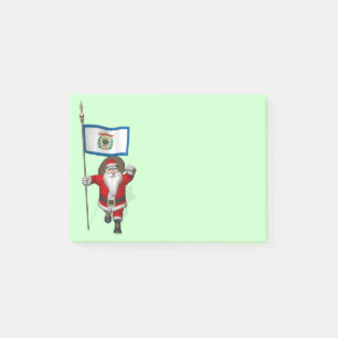 Santa Claus With Ensign Of West Virginia Post-it Notes
