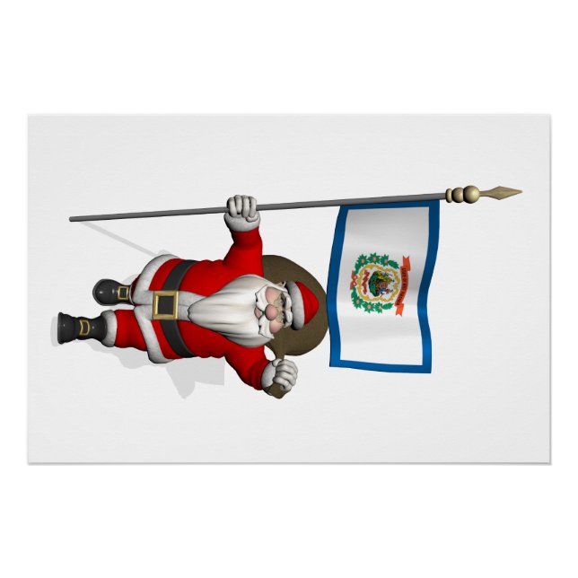 Santa Claus With Ensign Of West Virginia Poster (Front)