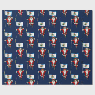 Santa Claus With Ensign Of West Virginia Wrapping Paper