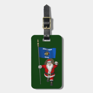 Santa Claus With Ensign Of Wisconsin Luggage Tag