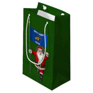 Santa Claus With Ensign Of Wisconsin Small Gift Bag