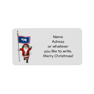 Santa Claus With Ensign Of Wyoming Label