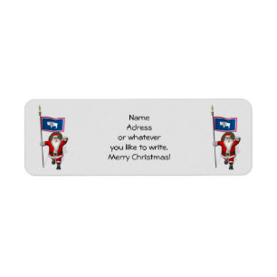 Santa Claus With Ensign Of Wyoming Return Address Label
