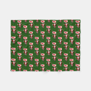 Santa Claus With Flag Of Alabama Fleece Blanket