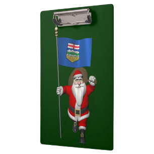 Santa Claus With Flag Of Alberta CDN Clipboard