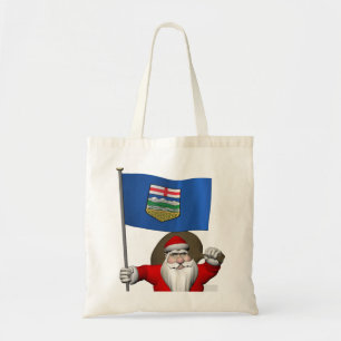 Santa Claus With Flag Of Alberta CDN Tote Bag