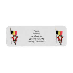 Santa Claus With Flag Of Belgium Return Address Label