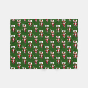Santa Claus With Flag Of California Fleece Blanket