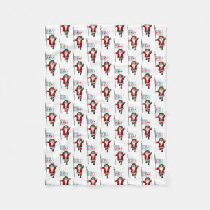 Santa Claus With Flag Of Chicago Fleece Blanket