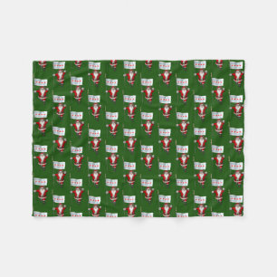 Santa Claus With Flag Of Chicago Fleece Blanket