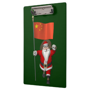 Santa Claus With Flag Of China Clipboard