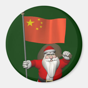 Santa Claus With Flag Of China Magnet