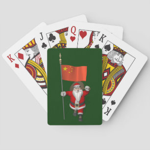 Santa Claus With Flag Of China Playing Cards