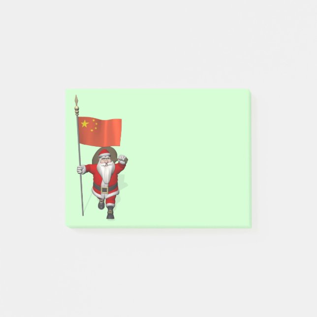 Santa Claus With Flag Of China Post-it Notes (Front)