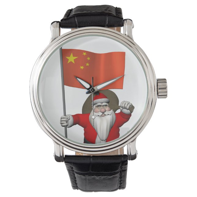 Santa Claus With Flag Of China Watch (Front)