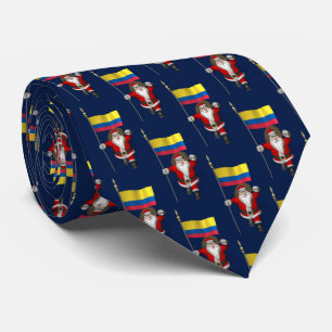 Santa Claus With Flag Of Colombia Tie