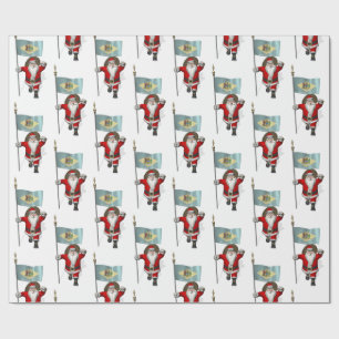 Santa Claus With Flag Of Delaware Wrapping Paper